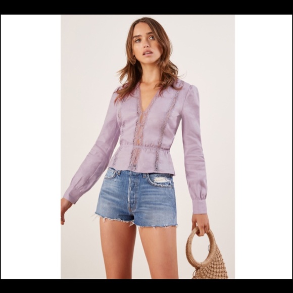 Reformation Odette Lace Inset Top - Picture 3 of 8